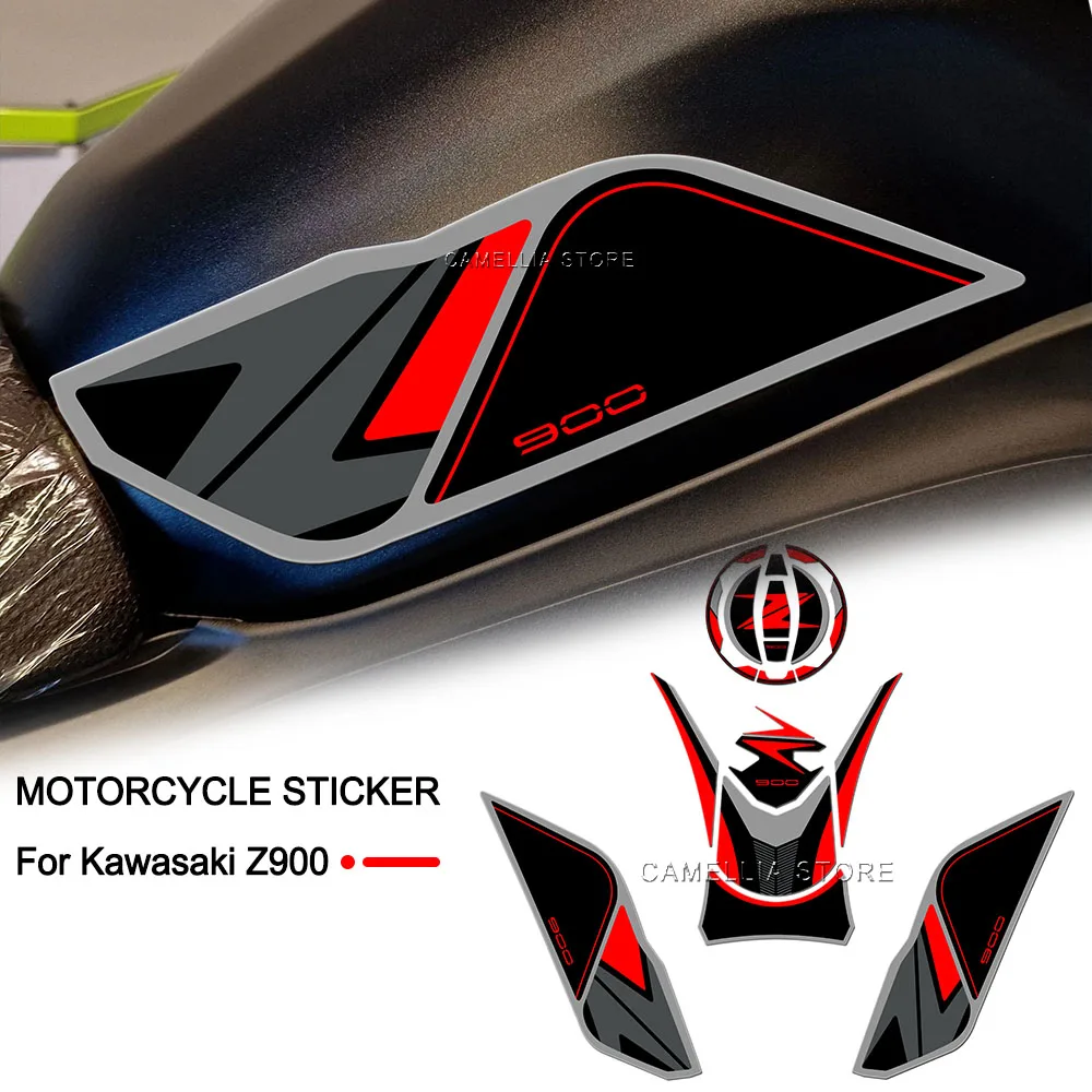 دراجة نارية ملصق ثلاثية الأبعاد راتنجات الايبوكسي مقاوم للماء أسود أحمر كاواساكي Z900 خزان الوقود ملصق تم إطلاقها حديثا لكاواساكي Z900