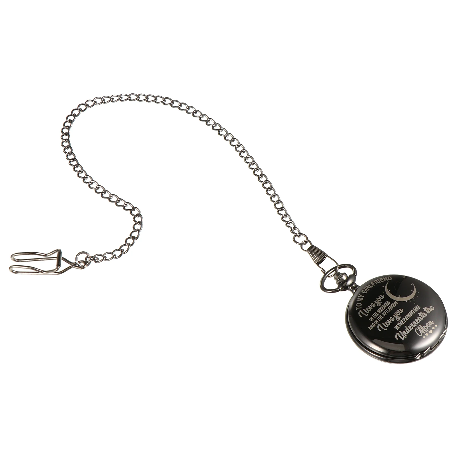 Quartz Pocket Quartz Movement Watch Alloy Shell Hanging Chain Large Numbers Fashion Lettering Design Portable Gift