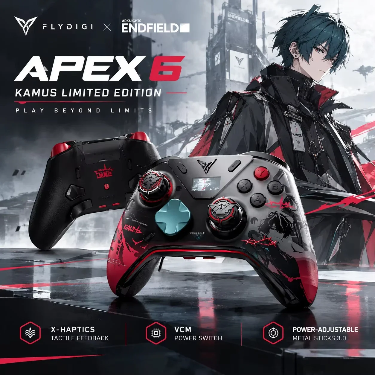 Flydigi APEX 6 Arknights Endfield Collab Game Controller Gift Box, X-Haptics Tactile Feedback Wireless Elite Gamepad for PC Game