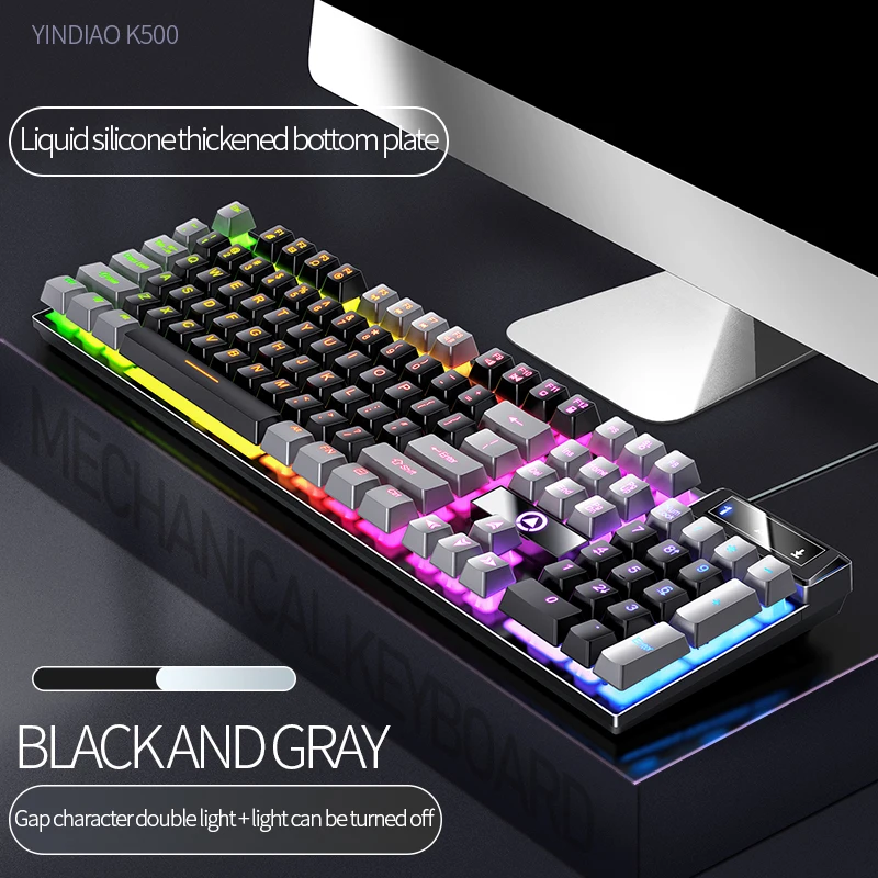 Whxmsh Gaming-Tastatur mit 104-Tasten, kabelgebundene Tastatur, farblich abgestimmt, Hintergrundbeleuchtung, mechanisches Gefühl, Computer-E-Sport-Peripheriegeräte für Desktop-Laptops 5