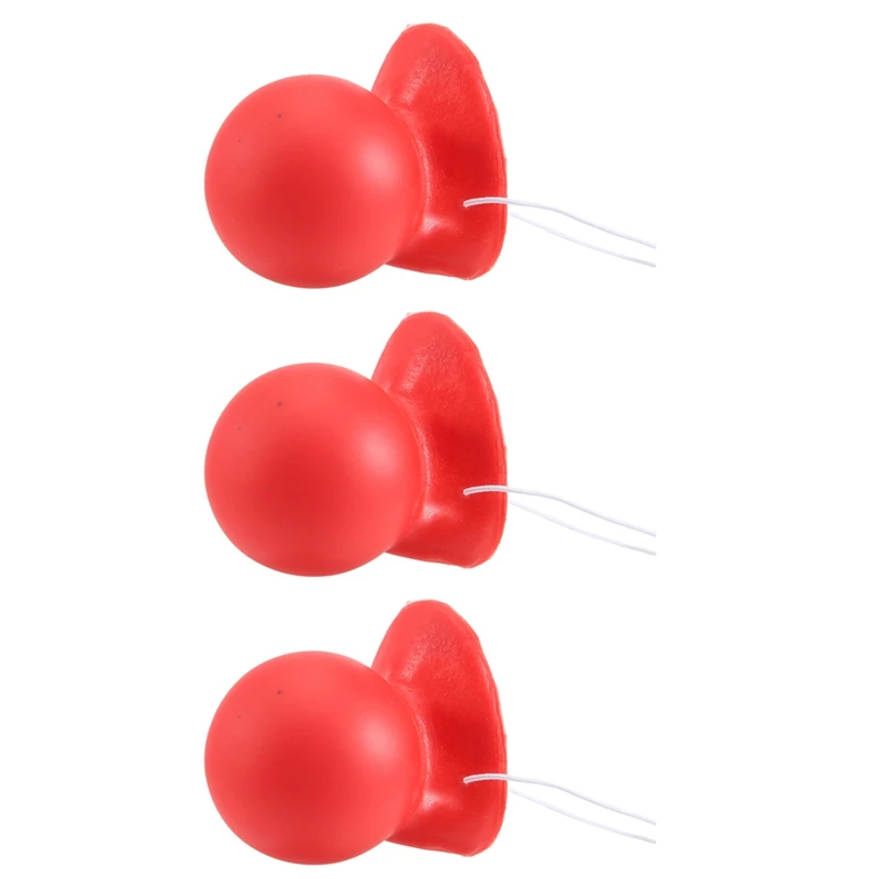 3Pcs Red Clown Nose Honking Squeaking Clown Nose With Elastic Rope For Adults Halloween Cosplay Costume Accessories