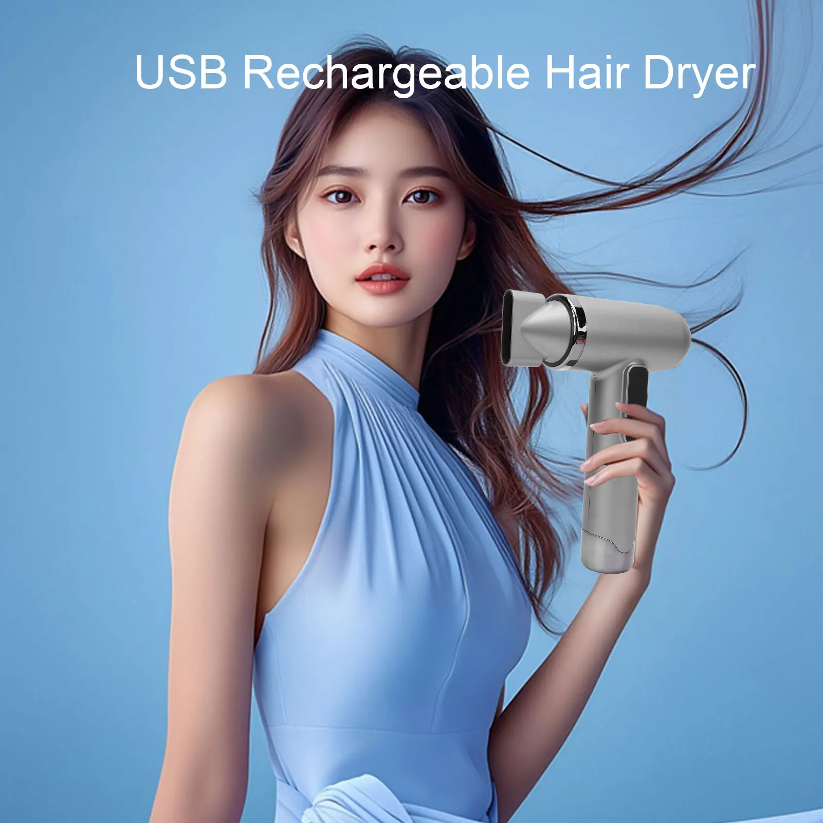 Blow Dryer Hair Dryer Hair Dryer 100000rpm 200W USB Rechargeable Cordless Quiet Portable Blow Dryer for Dormitory Home Travel