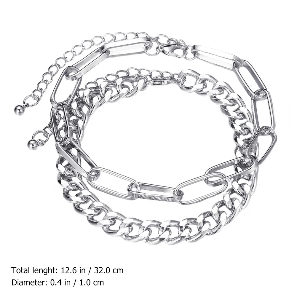  2 Set Anklet Bracelet Foot Chain Jewelry Personality Chains for Women Zinc Alloy