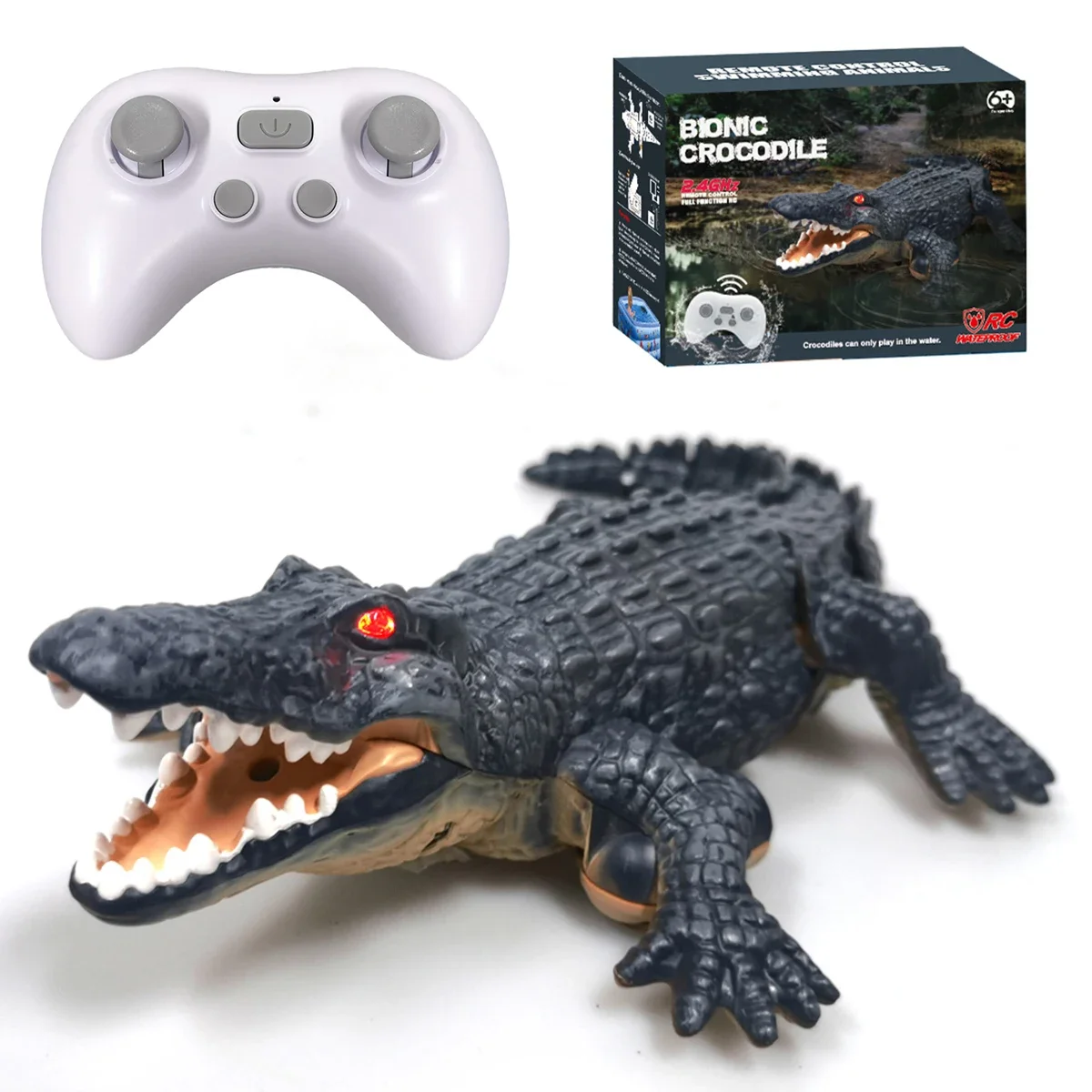 RC Crocodile Toy Remote Control Alligator Toy High Simulation Crocodile RC Boat 2.4G RC Crocodile Toy USB Rechargeable