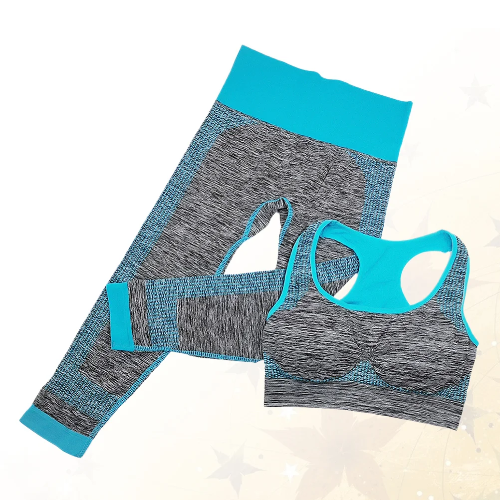 

1Set Racerback Workout Set Sports Bra Legging Blue L Breathable Polyester Running Yoga Gym Jogging Fitness Racerback Legging