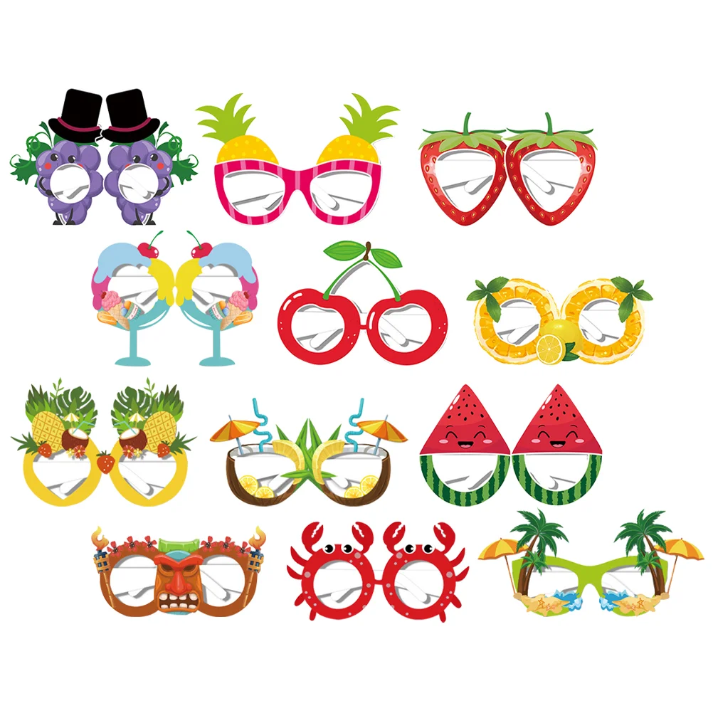 12 Pcs Fruit Glasses Photobooth Props Funny Bulk Kids Sunglasses for Adults Beach Party Novelty Luau Eyeglasses Hawaiian