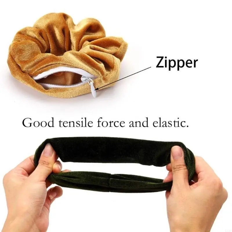 Velvets Ponytail Holders with Pocket Stylish Hair Ties Elastic Scrunchie Bands Multifunctional Hairbands for Women Girls