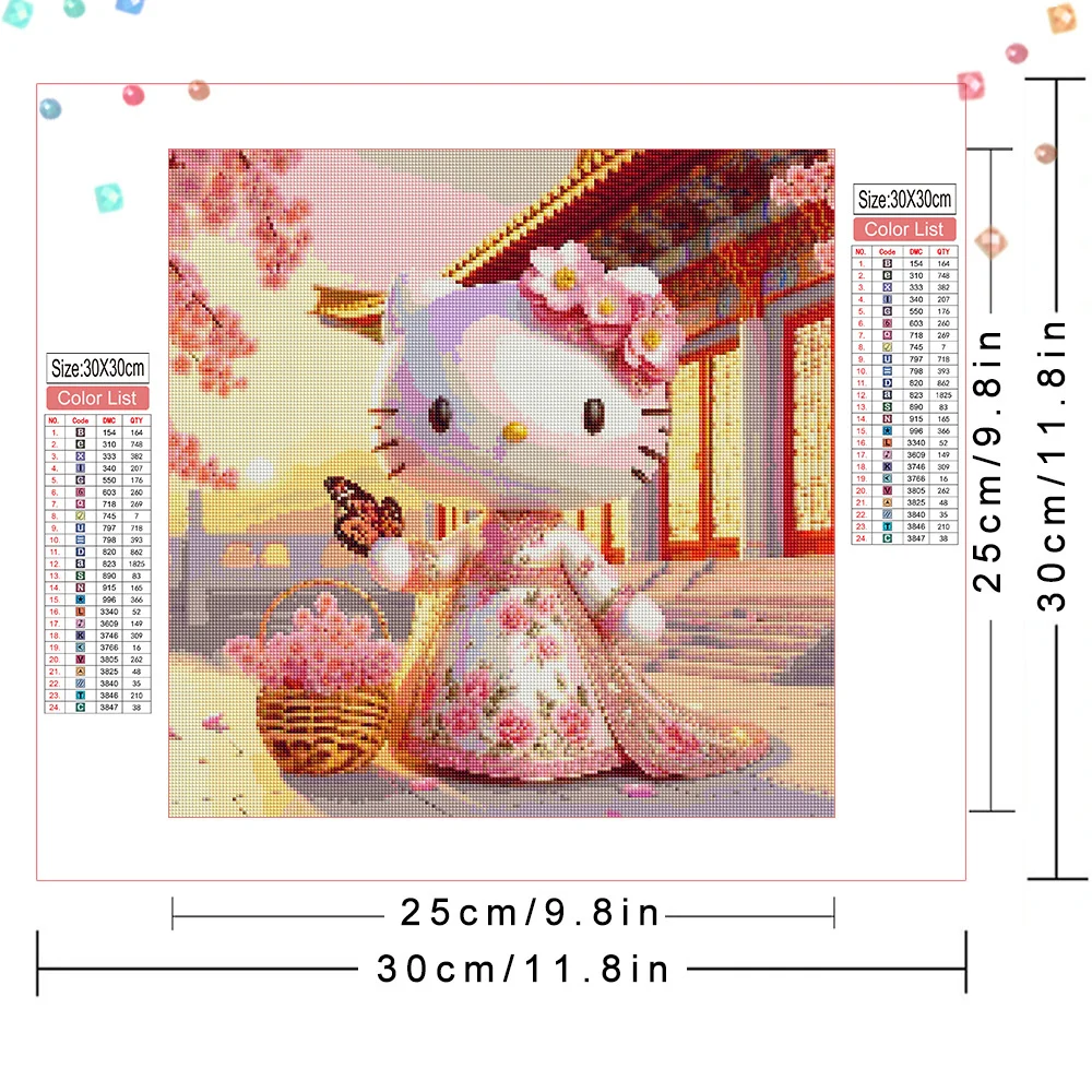 Sanrio Full Square Round Diamond Painting Hello Kitty Embroidery 5D DIY New Arrival Cartoon Cross Stitch Mosaic Home Decor