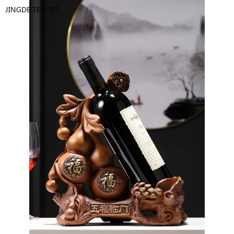 1PCS resin gourd red wine rack decoration Chinese style creative living room wine rack dining cabinet wine tray