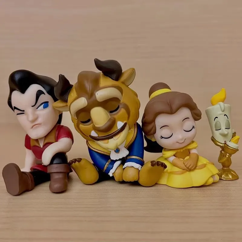 TOMY genuino 4 Uds Gashapon La Bella y La Bestia figura de Anime juguetes para niños regalo adornos de modelos coleccionables