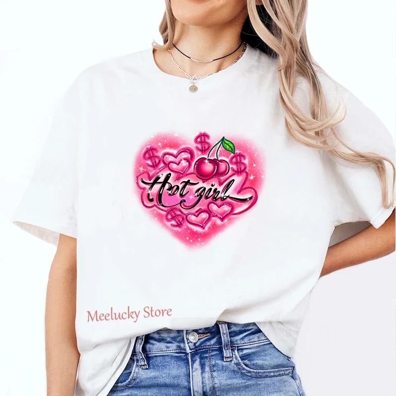 hot girl Women Lady Print Clothing Fashion T-Shirt Cartoon Tshirts Summer Tee Casual Graphic T Top