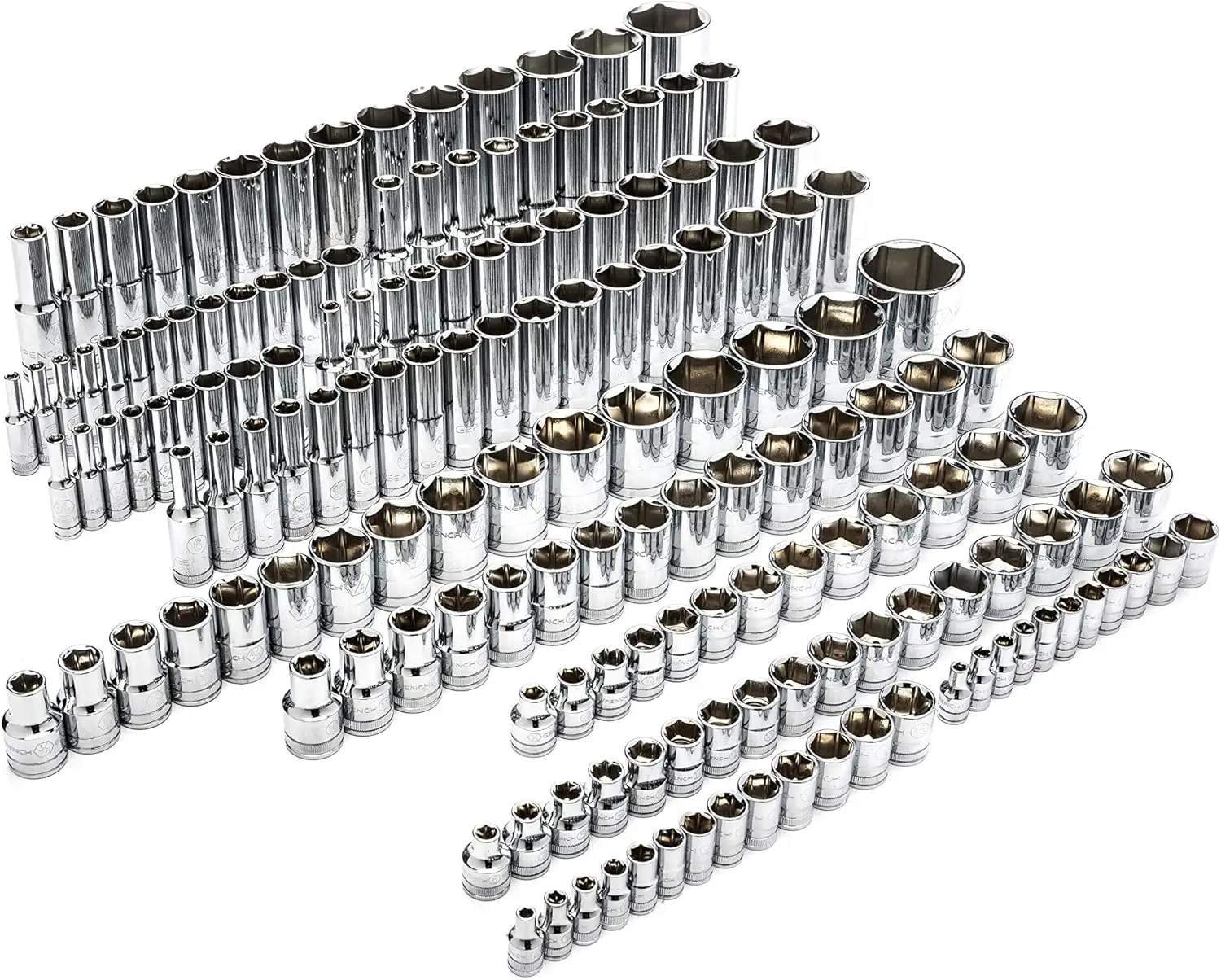 GEARWRENCH 176 Piece ¼, 3/8 ½ Dr.12 Point Master Drive Socket Set Standard Deep SAE & Metric Sockets - 89074