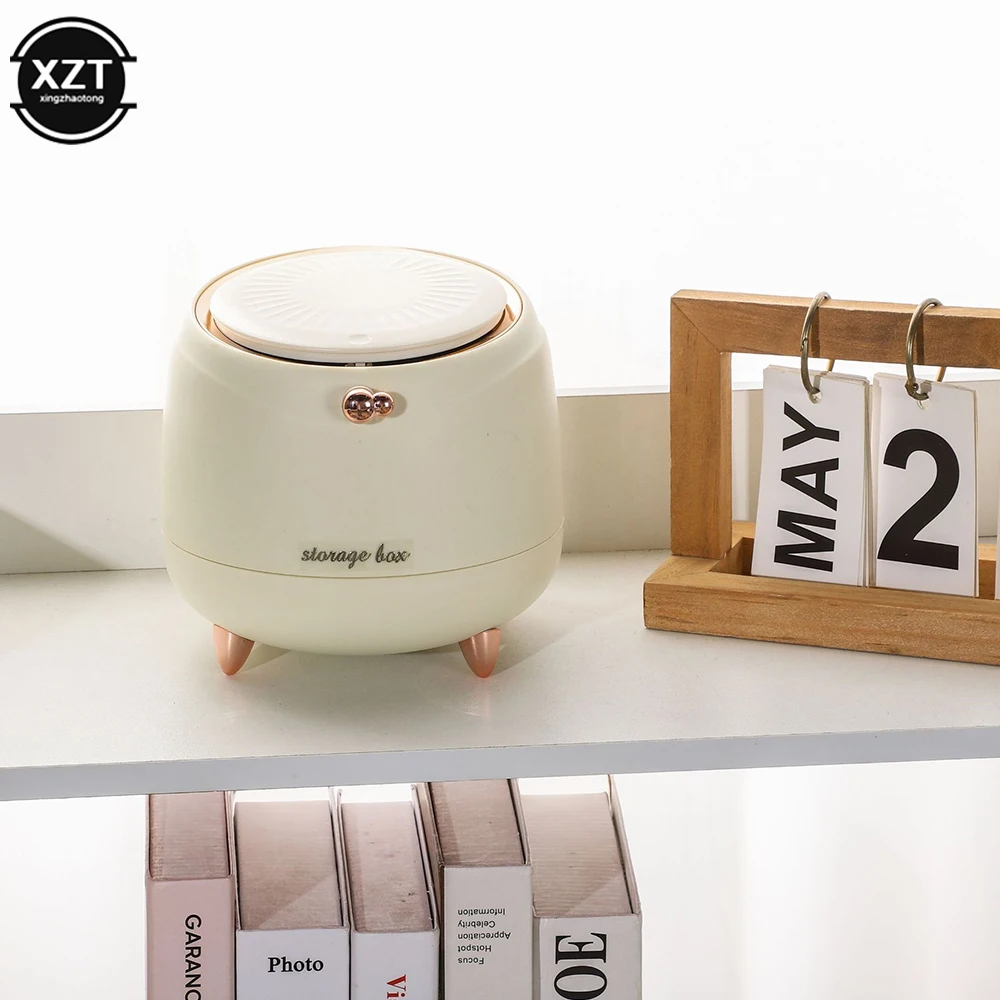 Bedroom Office Small Storage Bucket Mini Cute Pressing Desktop Trash Can Double-layer Coffee Table Bomb Cover Rubbish Dustbin