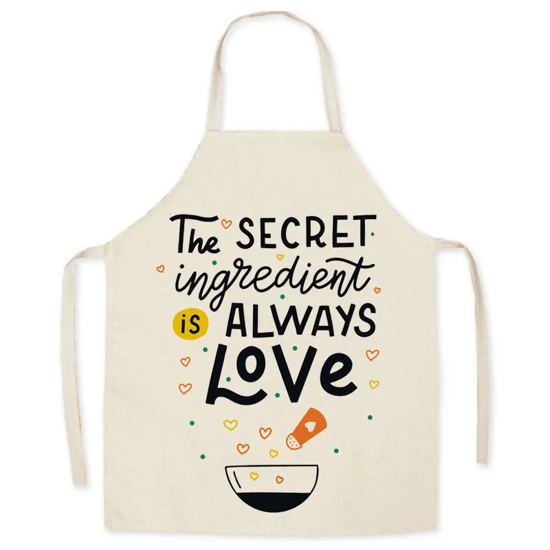 1 Pcs Cooking Kitchen Aprons for Women Cotton Linen Letter Bibs Household Cleaning Pinafore Home Cooking Apron 55x68cm