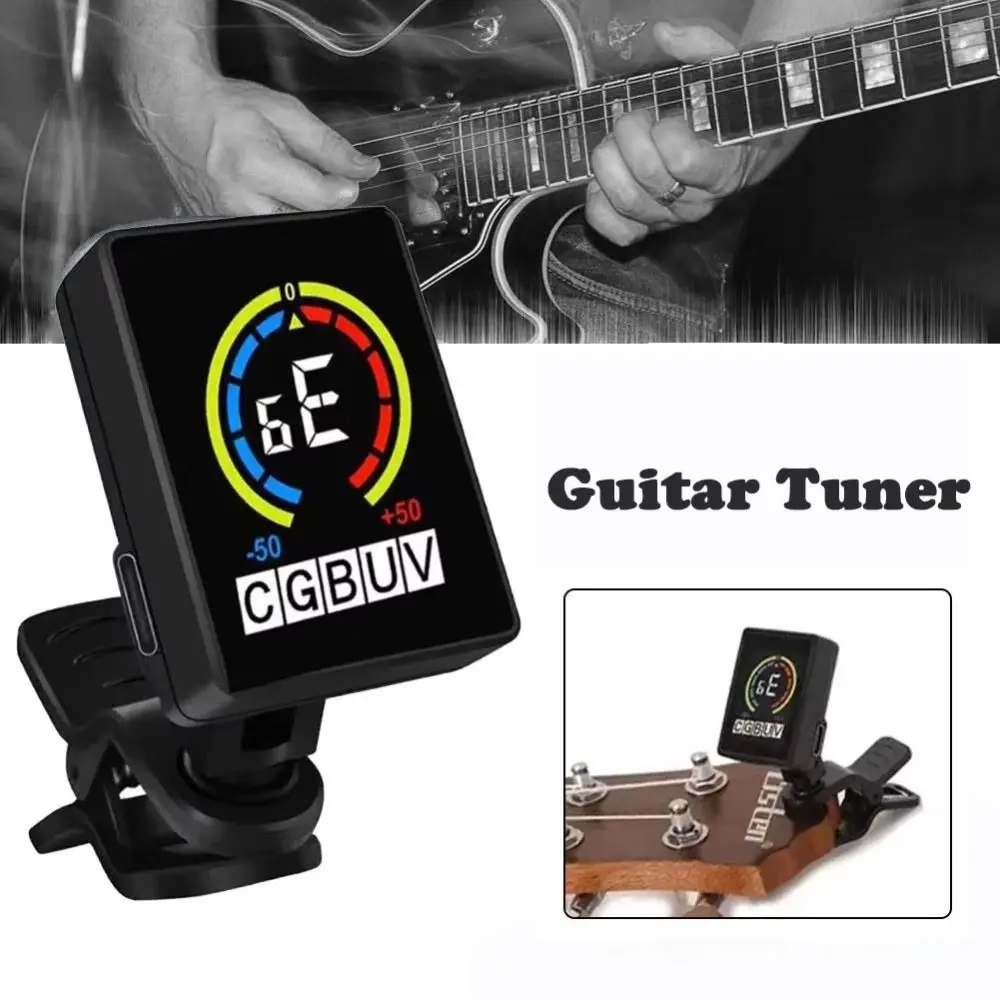 

LCD Display Clip-on Guitar Tuner 360° Rotatable Tempo Tuner Guitar Electronic Tuner Metronome Rechargeable Violin Tuner