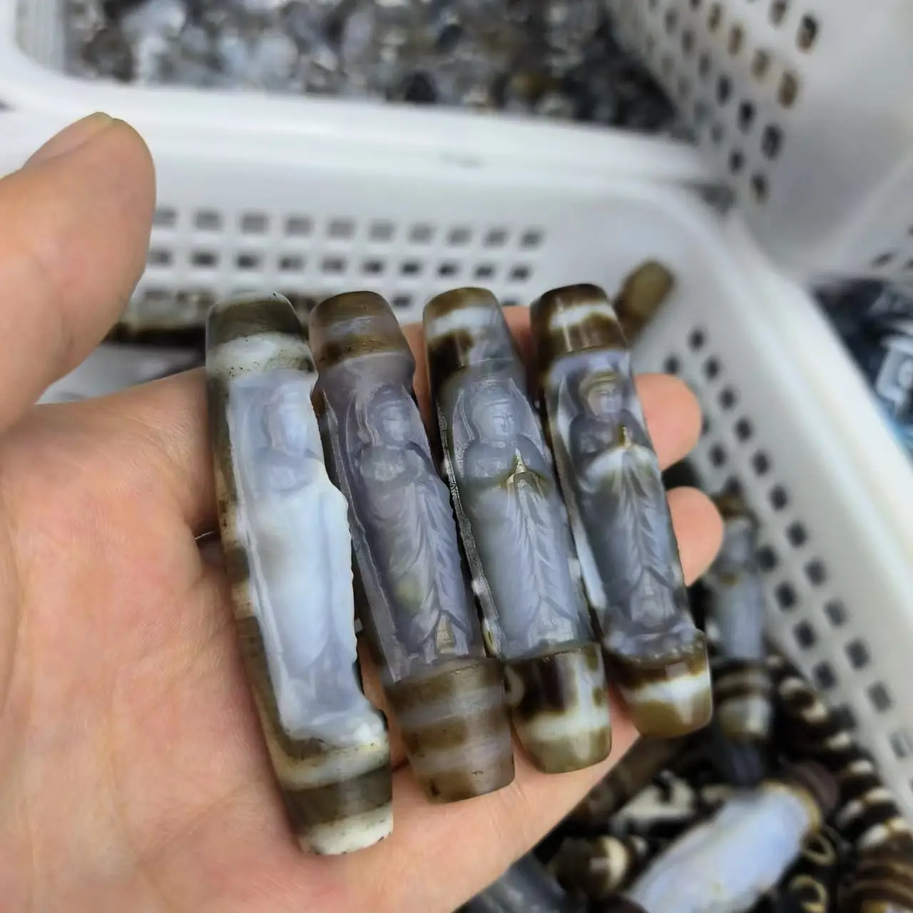 1pcs/lot Natural Old Agate Dzi Pendant carved guanyin Tibetan style diy necklace jewelry precious accessories amulet folk-custom