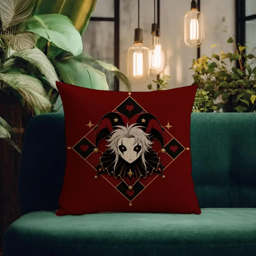 Character The Freak Circus Pierrot Cushion Cover Natural Linen Pillowcase Set Cushion Cover for Sofa Bedroom Chair
