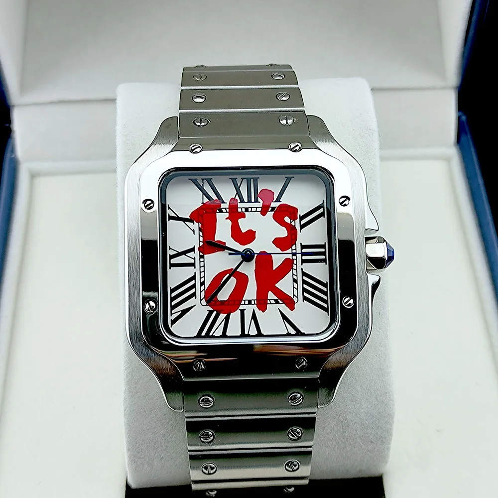 NH35 Watch Square Case NH35 dial Square Dial Roma Dial Watch Case Folding Buckle fit NH35 NH36 movement Watch accessories