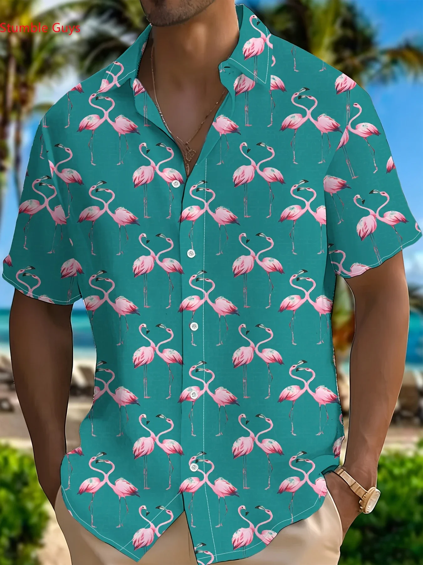 Men's Urban Fashion Hawaiian Shirt Summer Man Short Sleeve Cool Beach Print Lightweight Breathable Casual Party Tops
