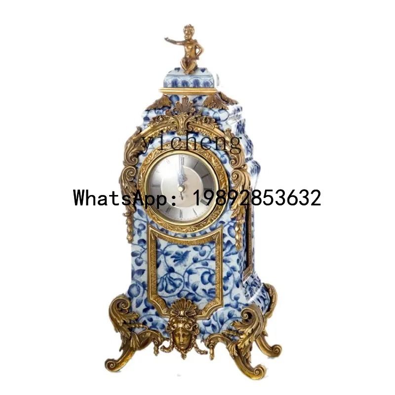 X7  Luxury Art Bell European and American Ceramic with Copper Bell Villa Entrance Fireplace Ornament