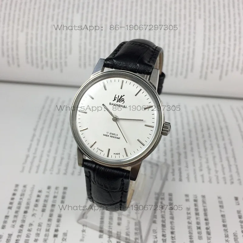 24-Hour Shipping Shanghai Brand 8120 Type 17 Drill Nails White Surface Manual Mechanical Watch, Diameter 36mm view 4