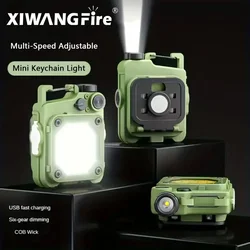 Xiangfire led lanterna de emergência ao ar livre mini chaveiro luz multi-velocidade ajustável usb recarregável cob grande holofote