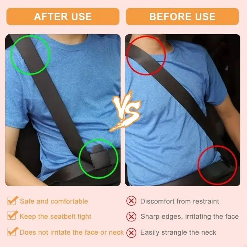 Не удушающий позиционер ремня безопасности автомобиля. Простая установка для чувствительной кожи.