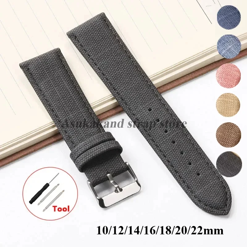 10/12/14/16/18/20/22 مللي متر الدنيم نمط النايلون حزام ساعة اليد لهواوي GT5/4/3/2 حزام الساعات الرجال النساء ل سايكو سوار إكسسوارات