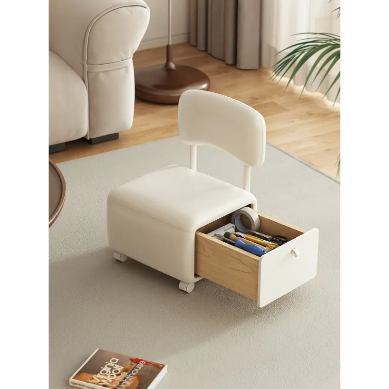 Taburete giratorio con ruedas, taburete organizador de almacenamiento, taburete para sala de estar, silla con respaldo para niños, muebles Sedia Velluto E Oro