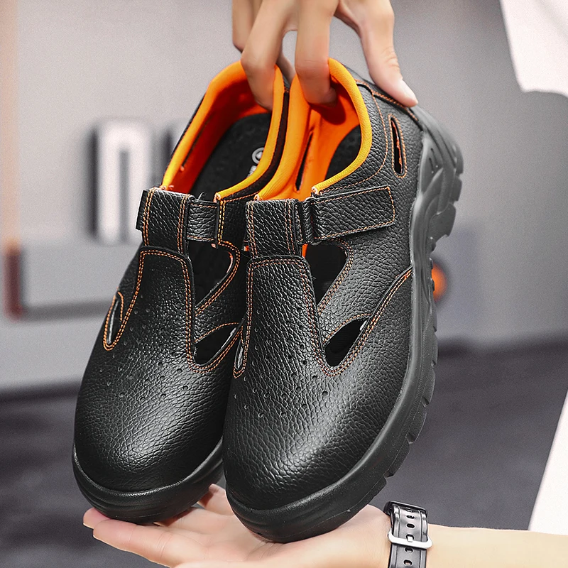 Steel Toe Safety Shoes Men Summer Breathable Work Shoes for Man Protective Sneakers Indestructible Puncture-Proof Boots Non Slip