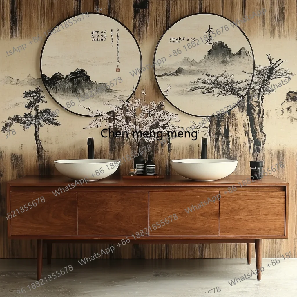 

Dresser art bathroom cabinet all solid wood sink retro creative