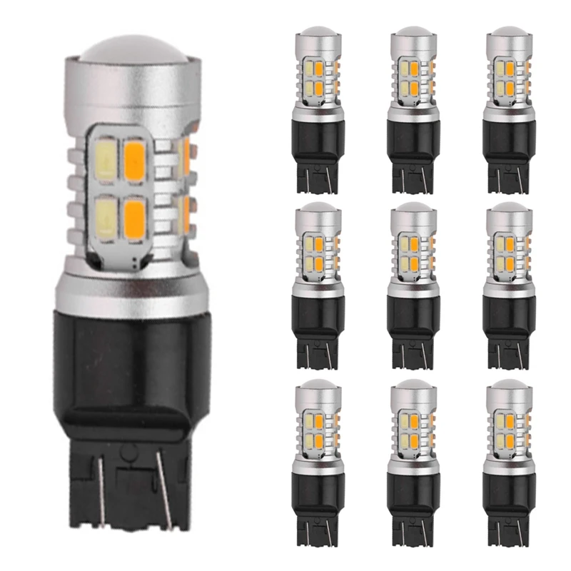 10PCS Dual Color LED Bulb Car DRL Turn Signal Reversing Brake Lamp