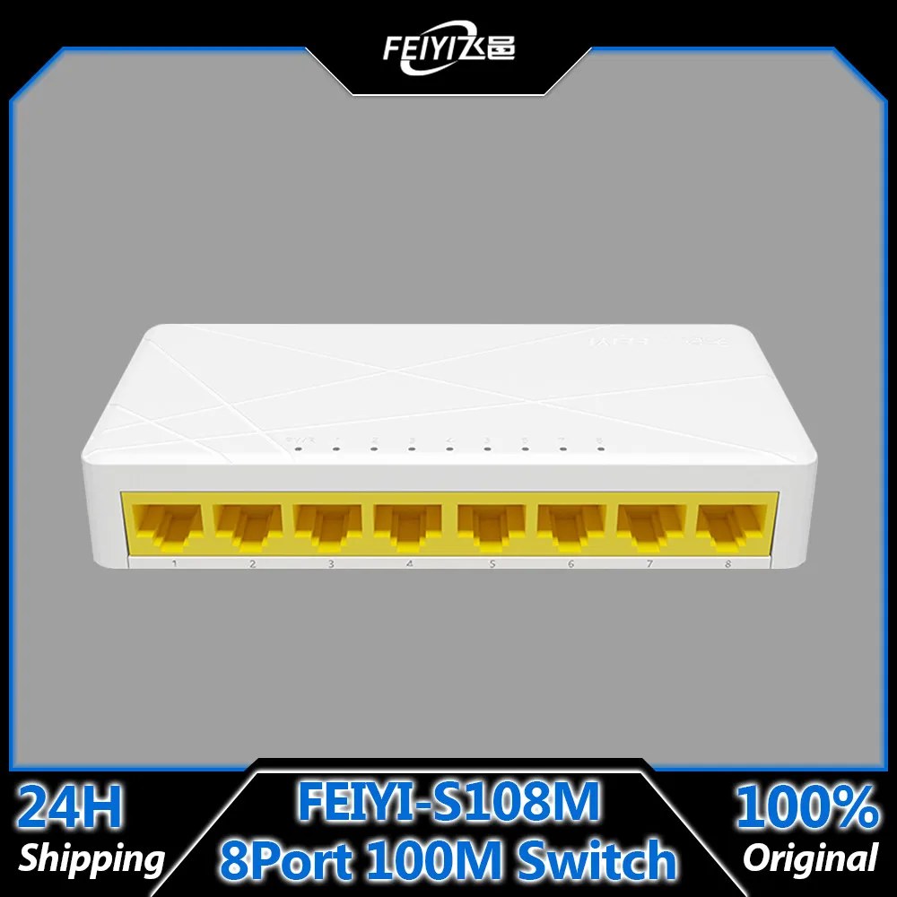 FEIYI S108M Ethernet Switch, 8 Port Desktop Ethernet Network Switch,10/100Mbps LAN Hub,Small and Smart,Plug and Play,Easy Setup