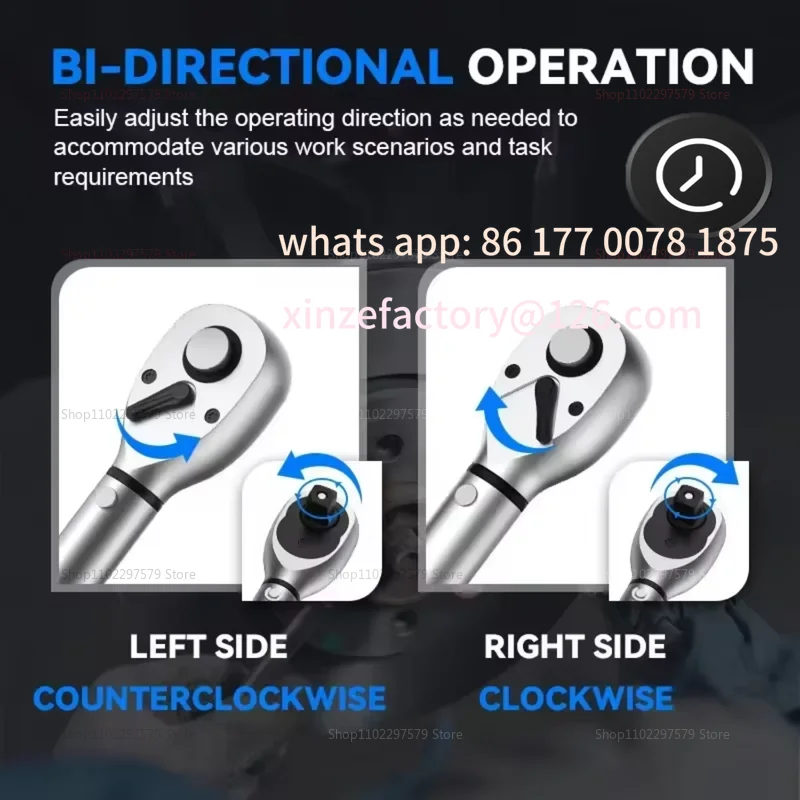 Customizable 15Pcs Bicycle Torque Wrench Set 1/4 Inch Dual Direction Bike Allen Keys Tool Kit with Sockets Motorcycle Repair