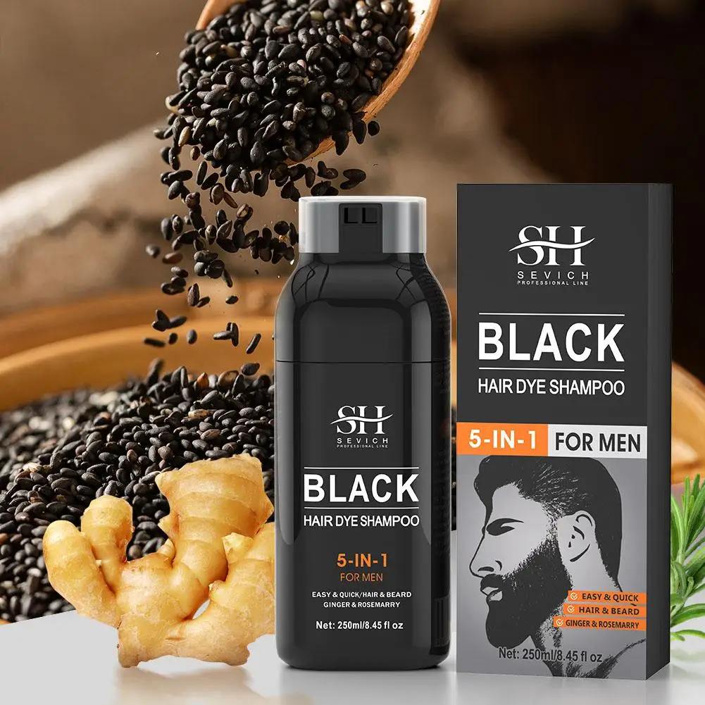 

Men's Hair & Beard Dye For Gray Hair Coverage Natural Black Fruit Hair Dye Cream Root Touch Up Plant Extract Coloring Shampoo