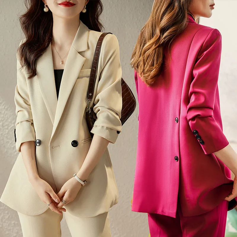 

Spring 2023 Long Sleeve Fashion Casual Women's Clothing Small Suit Jacket Black Coat Two-Piece Set Work Uniforms