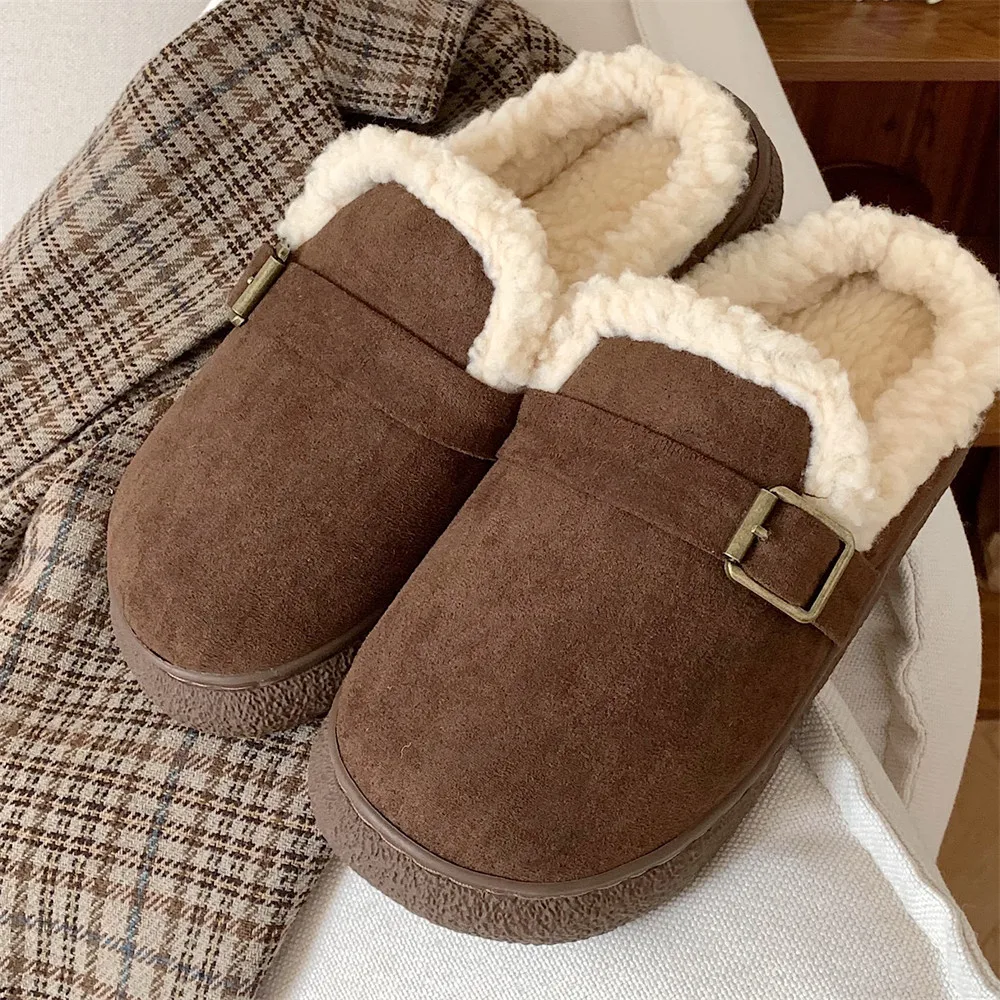 Outdoor Cotton Slippers Women Autumn Winter New Warm Footwear Slippers Fashion Outer Wear Women's Light Shoes Retro style