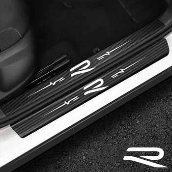 자동차 전면 문짝 씰 스티커, 폭스바겐 VW Nee R 로고, 탄소 섬유, 후면 트렁크 범퍼, 보호대 플레이트, 문턱 커버 데칼