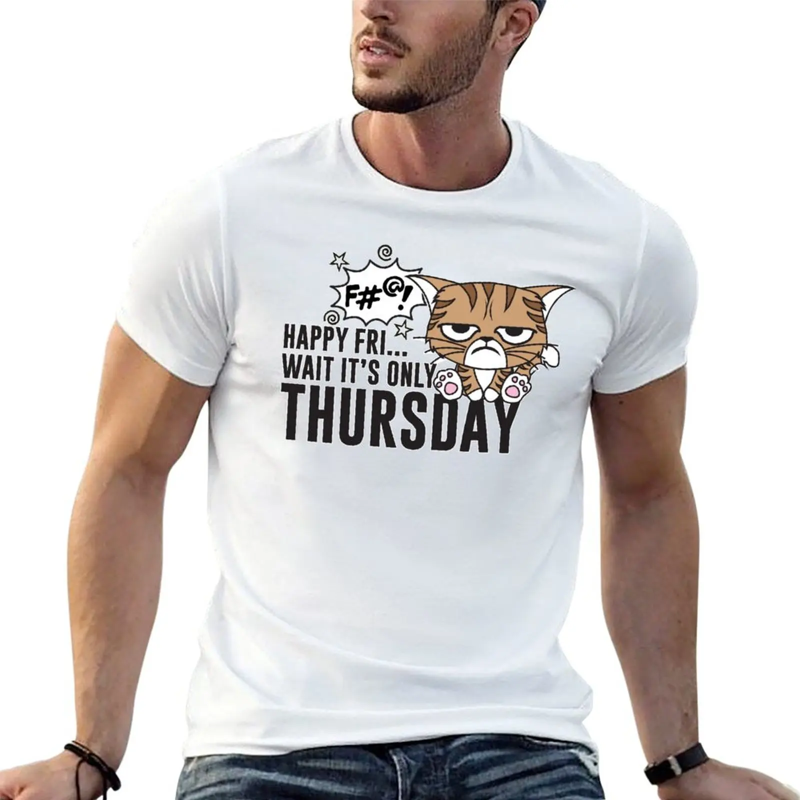 Feliz viernes... Espera, sólo es jueves. Camiseta personalizada para hombre, camiseta de algodón suave