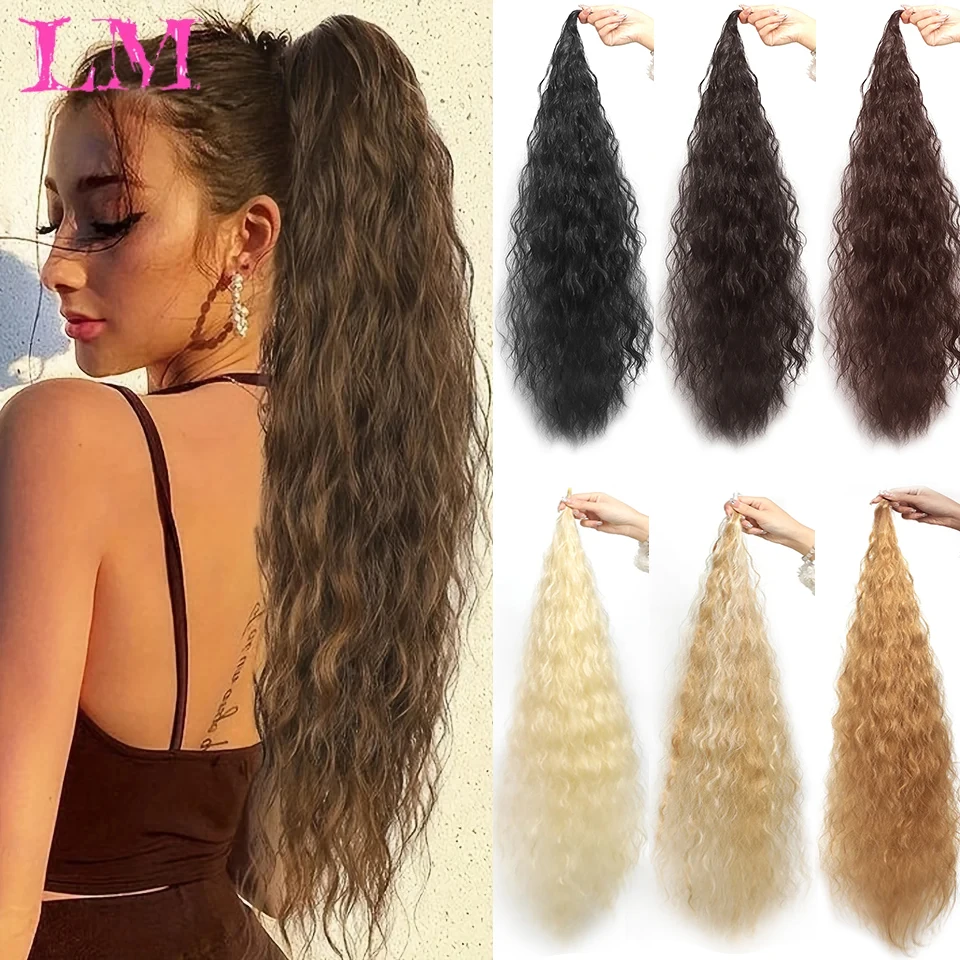 

LM 38inch Ponytail Hair Extensions Synthetic Long Flexible Wrap Around Fake PonyTail Natural Soft Hairpieces For Women Daily Use