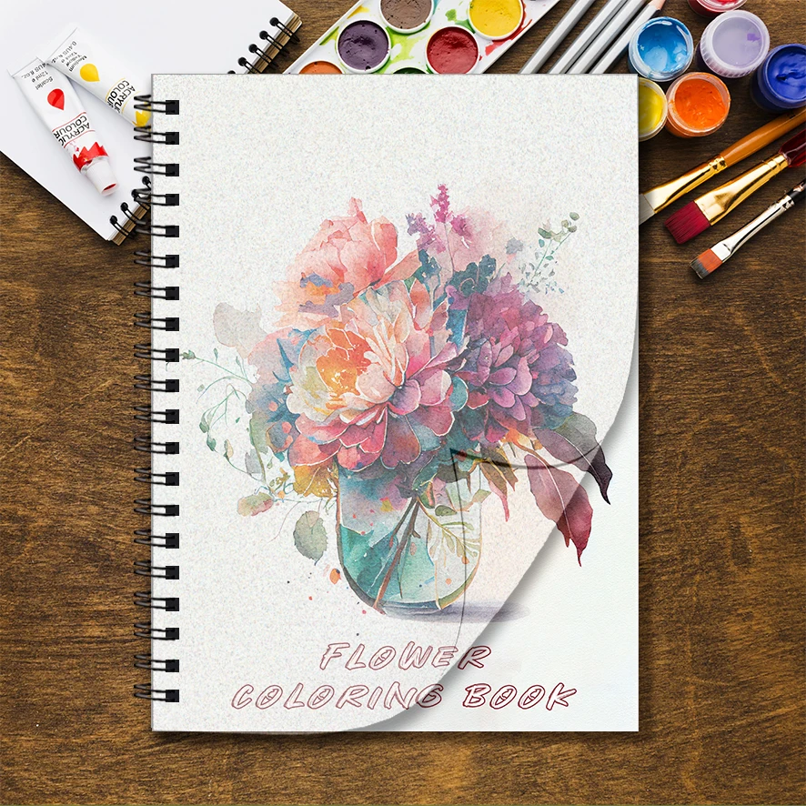 Coloring Book - 8.3 x 11.2 inches 32 pages blooming flower coloring book - ideal gift for family or friends