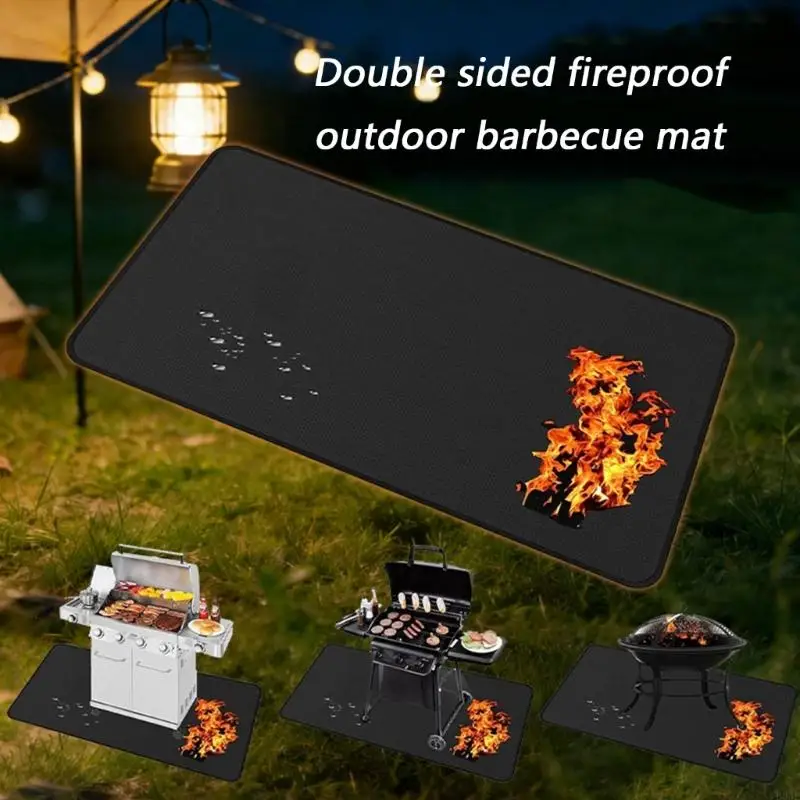 Durable Flame Resistant Pad For Camping BBQ Cooking Outdoor Heatproof Coated Fabric With Handle Area B03E