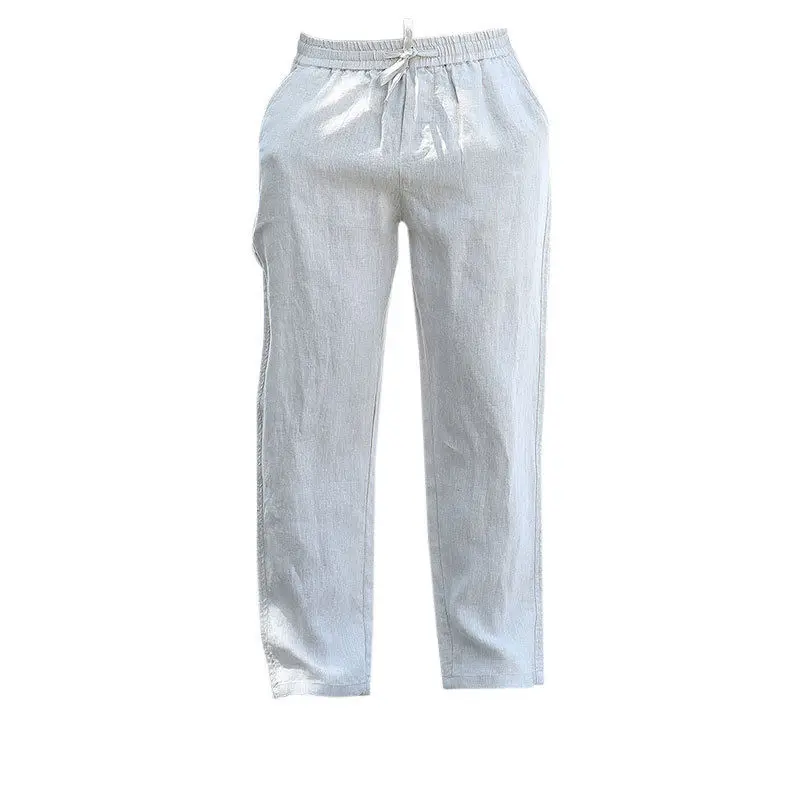 Cotton and Linen Pants Men's Summer Thin Loose Large Size Straight Pants Simple Breathable and Comfortable Casual Trousers