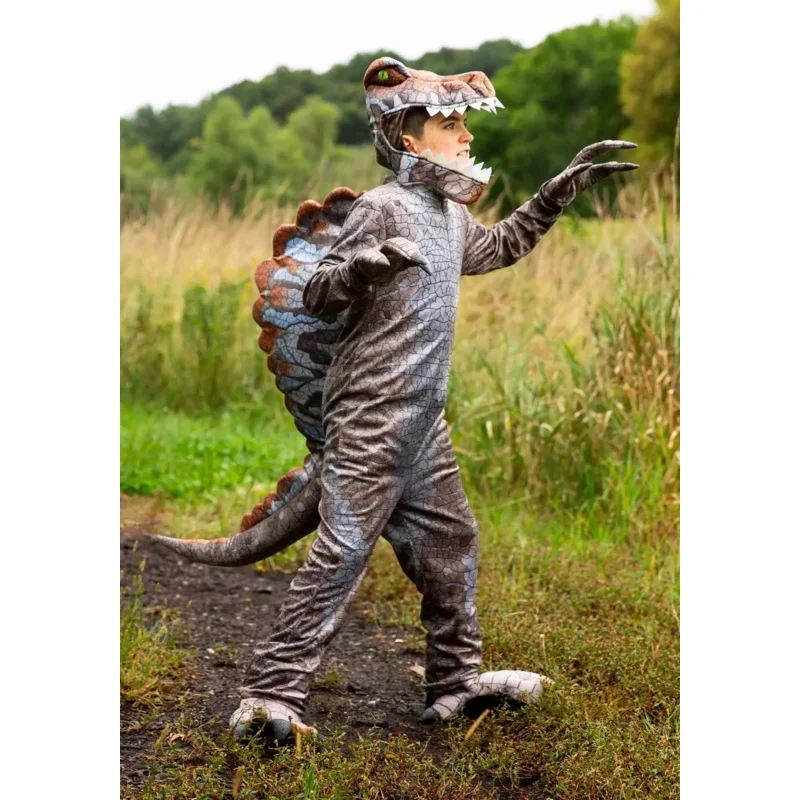 Ee01 spinosaurus criança traje jurassic world dinossauro cosplay para crianças halloween role play festa carnaval outfits & 0ww