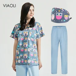 Uniforme de Spa para institución de cuidado de mascotas, ropa de trabajo para mujer, ropa de salón de belleza, camisa exfoliante con control de dientes, tops con cuello en V, uniformes de trabajo, camisa