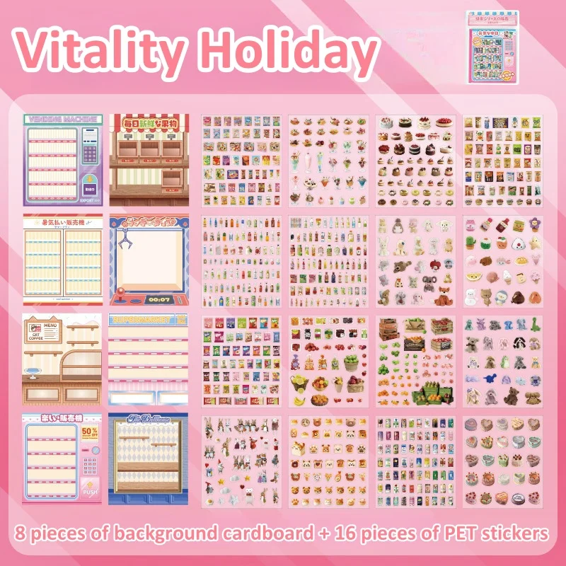 NOWOŚĆ 8Pcs Scenes DIY Cartoon 3D Landscape Sticker Book Sticker Cabin Scene Pocket Birthday Festival Gift For Kid Child Student