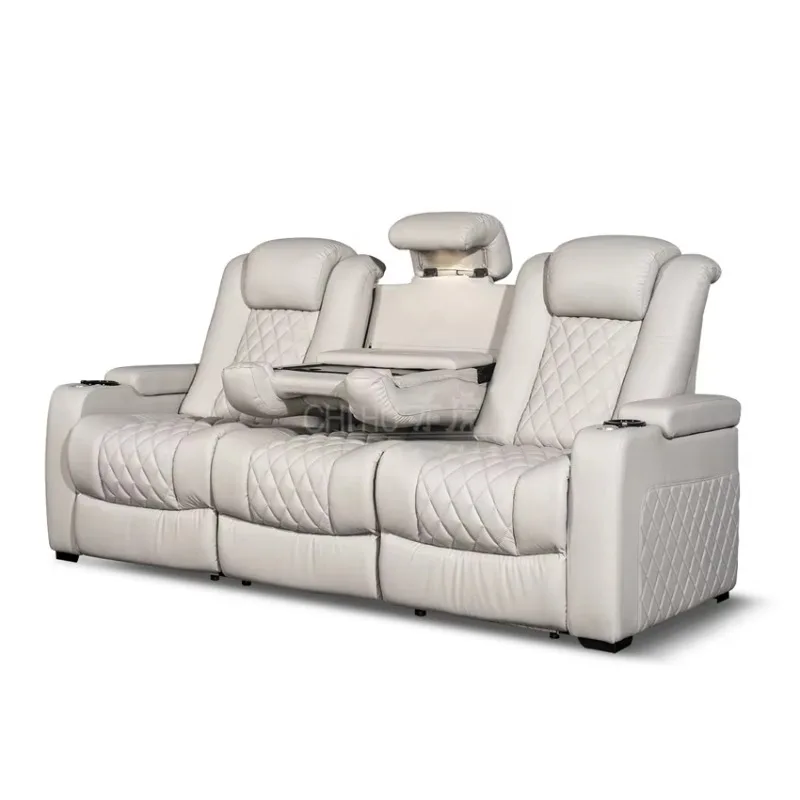 Modern Functional Electric Seat Single Double Combination Leisure Manicure Cinema Top-Layer Cowhide Sofa Chair