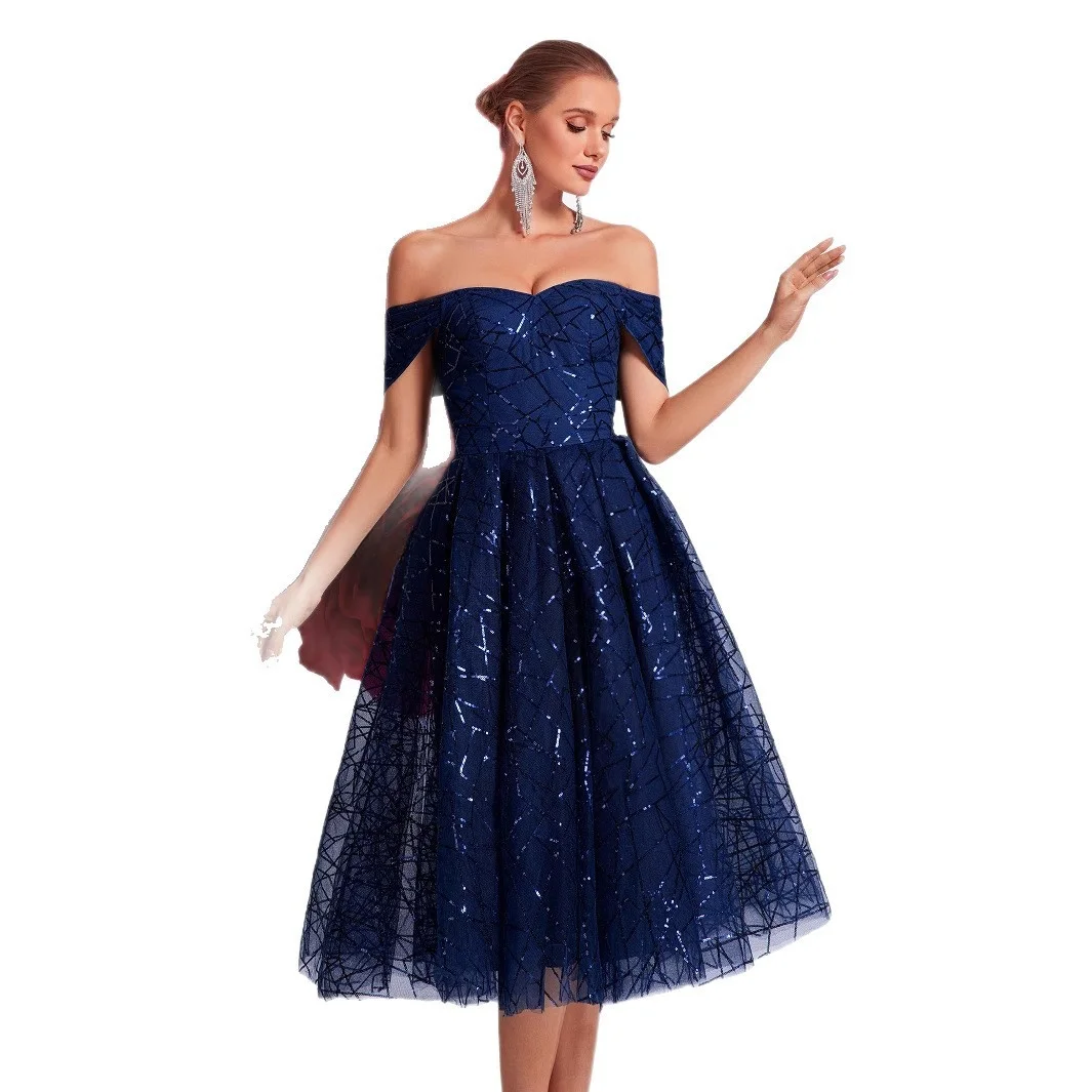 Ele Starry Glimmering Dr Luxury Strapl ثوب مسائي للسيدات تجمعات عادية iny Chic Sle