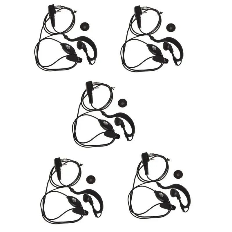 Lot 5PCS 2 Pin Ear Hook Earphone PTT Mic Speaker Microphone Headset for BaoFeng BF-888S UV-5R UV 5R UV-5RE UV-B5 Kenwood Radio