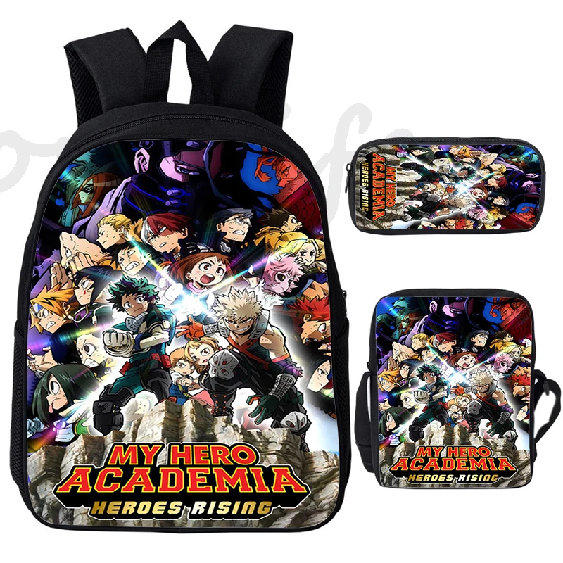 Nowość My Hero Academia Plecak 3szt/zestaw Trwały Student Bookbag Boku No Hero Academia Torby szkolne Chłopiec Dziewczyna Plecaki z miękkim oparciem